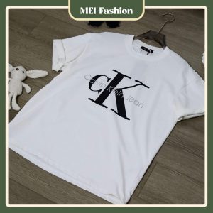 Áo thun cotton nam nữ form rộng logo lớn MEI FASHION AT03