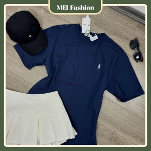 Áo phông nam nữ thêu ngựa chất cotton thêu xù MEI FASHION AT05