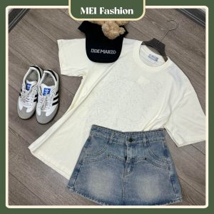 Áo phông nữ tay ngắn from rộng basic MEI FASHION AT06
