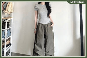 các cách mặc áo phông đẹp với quần ống rộng