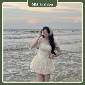 D02 4 đầm tay bồng thêu hoa