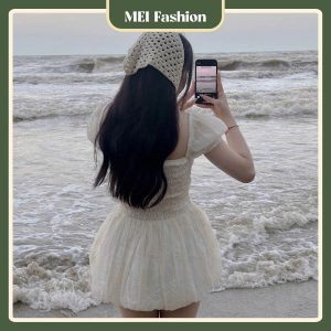 D02 5 đầm tay bồng thêu hoa