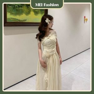 D03 2 Đầm Trễ Vai Xoắn Dáng Dài