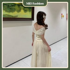 D03 4 Đầm Trễ Vai Xoắn Dáng Dài