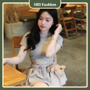 SV04 5 2 Set áo gấu phối chân váy ngắn