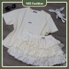 set áo kiểu Miu Miu mix váy tầng 