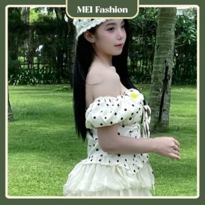 set váy nữ chấm bi