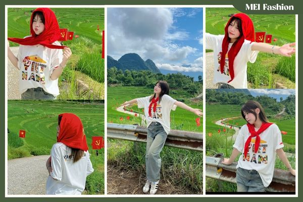 2.3 Áo phông basic + khăn choàng yêu nước