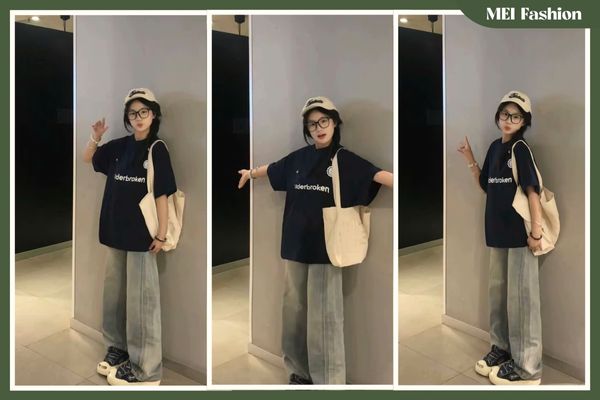 Áo phông basic mix quần ống rộng