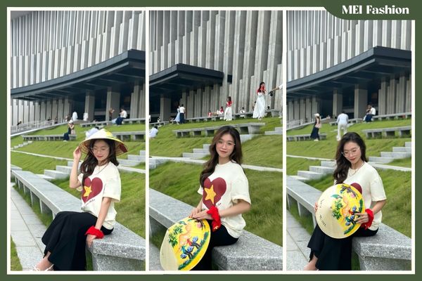 2.2 Áo phông basic + chân váy dài