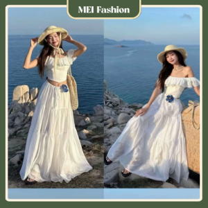 set váy croptop và chân váy dài